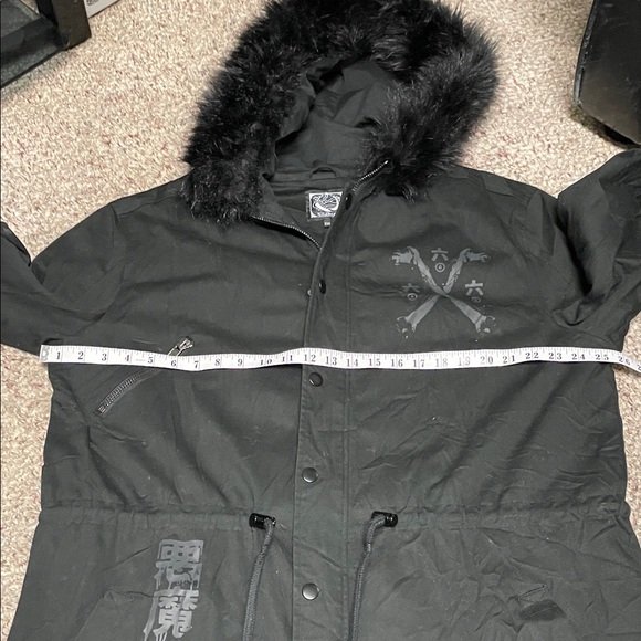 Killerstar unisex Black faux fur trimmed Hooded Jacket with toggle waist - new - Picture 4 of 16
